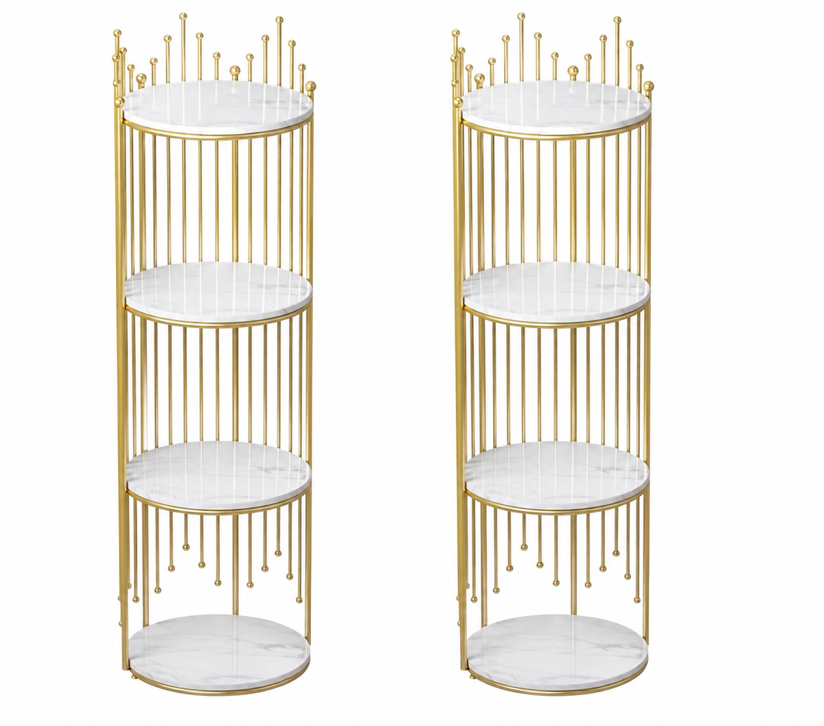 Set 2 Rafturi Decorative Metalice cu 4 Nivele de Depozitare, 32x32x95 cm