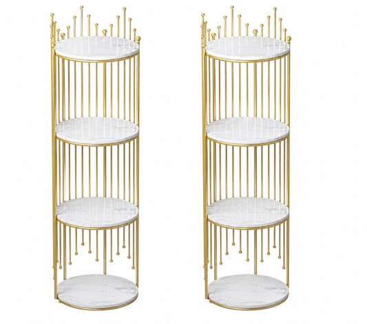 Set 2 Rafturi Decorative Metalice cu 4 Nivele de Depozitare, 32x32x95 cm