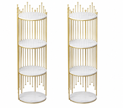 Set 2 Rafturi Decorative Metalice cu 4 Nivele de Depozitare, 32x32x95 cm