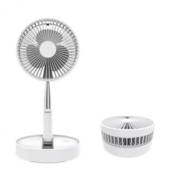 Ventilator portabil alb, cu bază rotundă și cap înclinabil