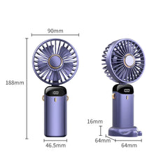Ventilator mini pliabil, prezentat alături de dimensiunile disponibile