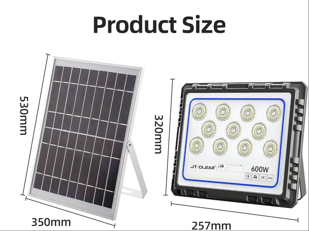 Proiector Solar LED 600W Honor cu Telecomandă și Control Automat al Luminii - imagine 2