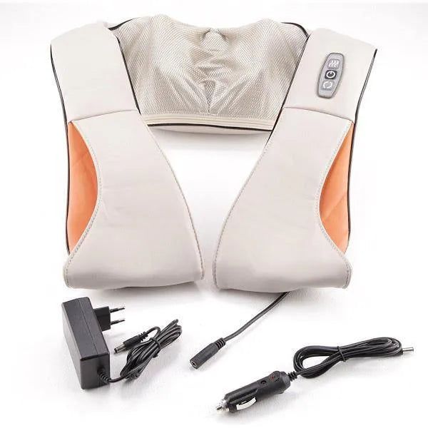 Aparat de Masaj Cervical cu Incalzire, Miscare de Rotatie in Doua Sensuri, Alimentare la Retea si Adaptor Auto 12V, Crem - imagine 6