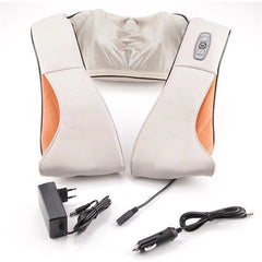 Aparat de Masaj Cervical cu Incalzire, Miscare de Rotatie in Doua Sensuri, Alimentare la Retea si Adaptor Auto 12V, Crem - imagine 6