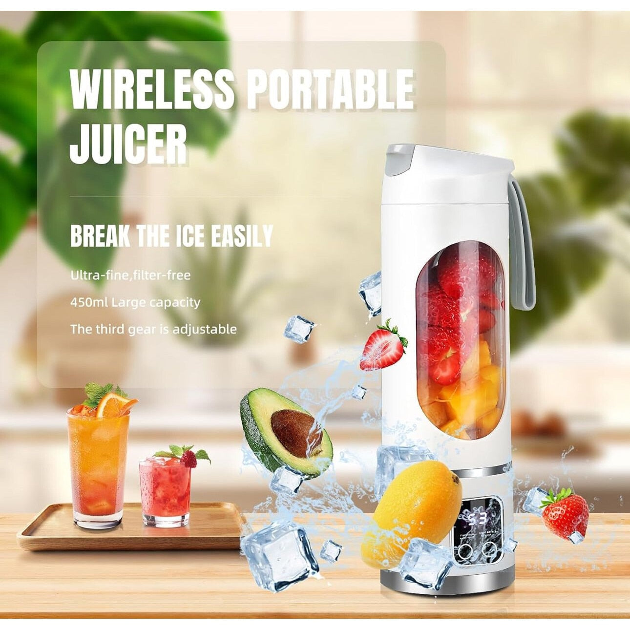 Blender wireless pentru smoothie, shake-uri proteice și sucuri, portabil și ușor de curățat