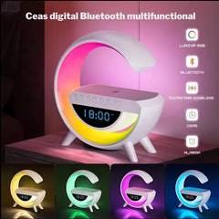 Boxa Multifunctionala G, Lampa LED RGB Smart,cu ceas, Boxa Bluetooth, Incarcator Telefon Wireless, Lumina RGB - Promagg.ro