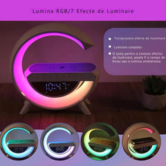 Boxa Multifunctionala G, Lampa LED RGB Smart,cu ceas, Boxa Bluetooth, Incarcator Telefon Wireless, Lumina RGB - Promagg.ro