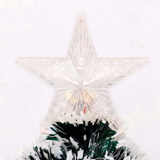 Brad de Crăciun artificial de 180 cm cu fibră optică și vârf decorativ în formă de stea