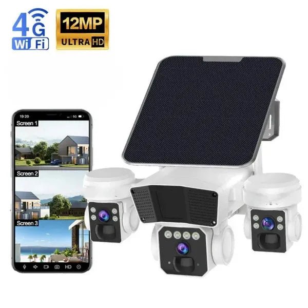 Cameră de Supraveghere Solară 12MP cu Multi - Lentile 4G - Promagg.ro
