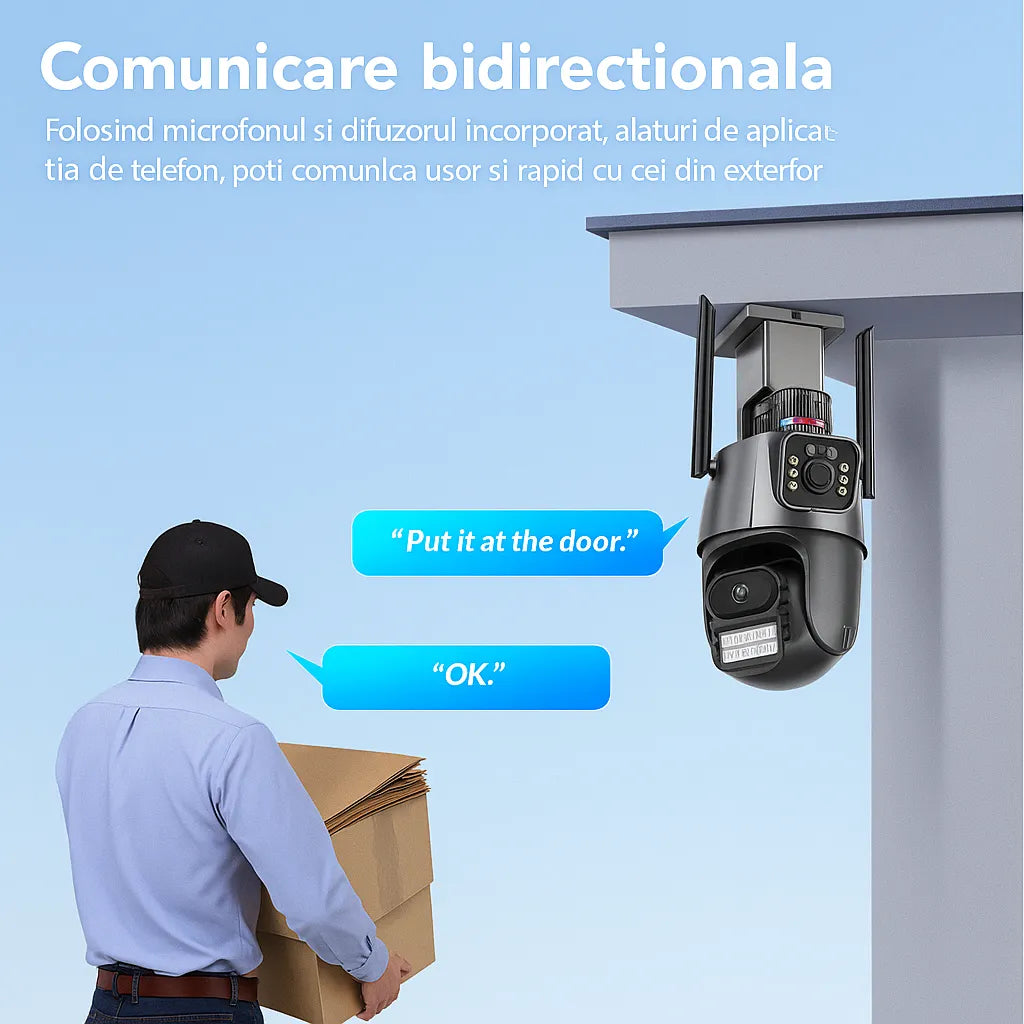 Cameră IP Dual Jortan 6MP JT-9687 PRO, 360° Panoramic, WiFi/LAN, Card microSD 32GB inclus - imagine 3