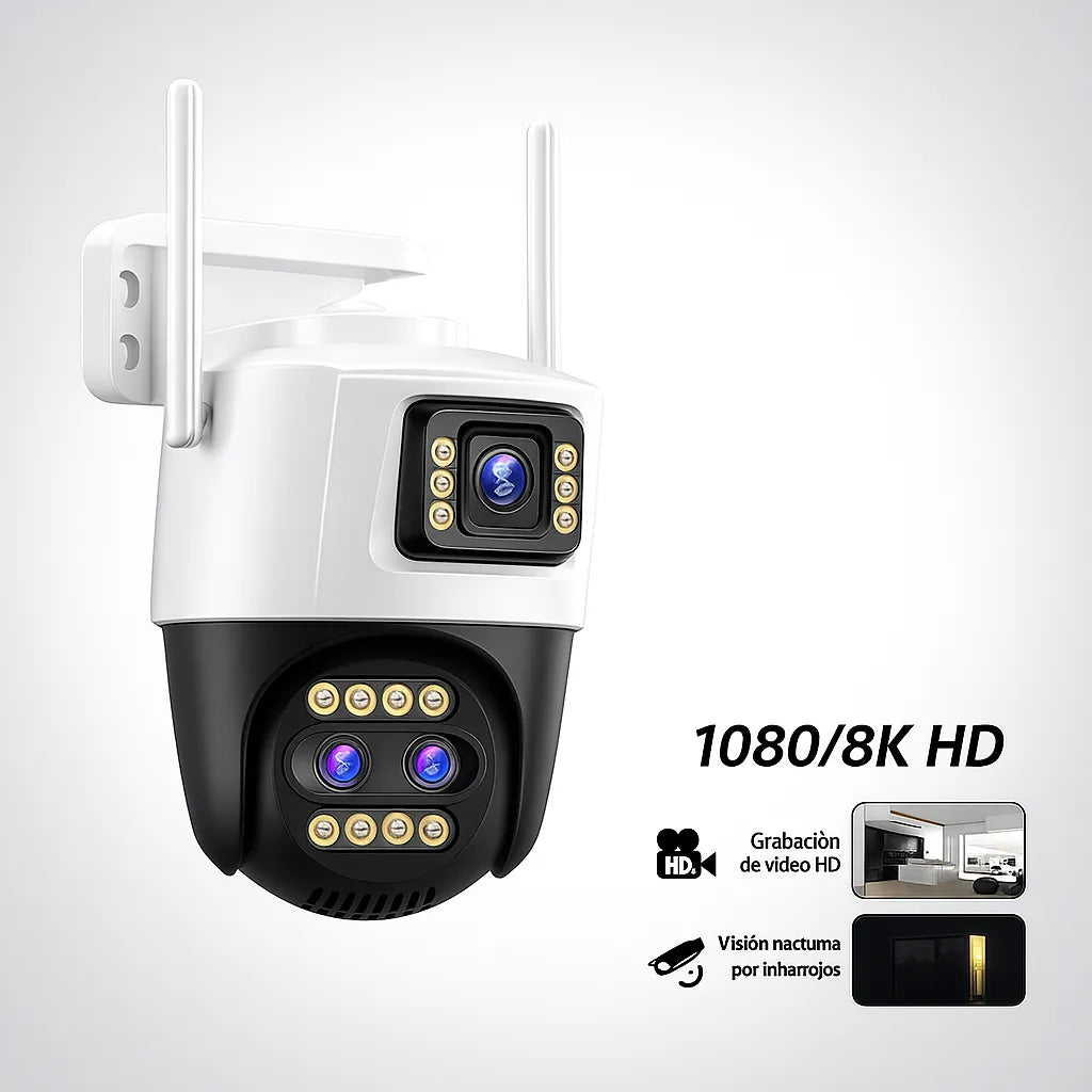 Camera de Supraveghere Tripla Jortan JT-9999 PRO, 9MP, WiFi/LAN, Night Vision, Card MicroSD 32GB