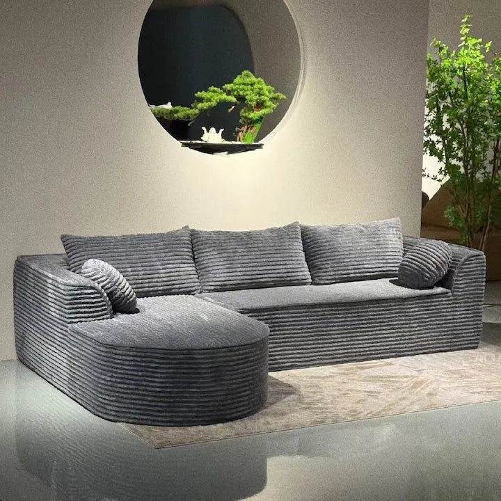 Canapea Premium Tip Colțar cu 3 Perne Mari și 2 Perne Mici, Formă de L, Fără Asamblare, 275x175x70 cm, Gri