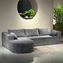Canapea Premium Tip Colțar cu 3 Perne Mari și 2 Perne Mici, Formă de L, Fără Asamblare, 275x175x70 cm, Gri