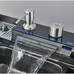 Chiuveta Multifunctionala cu 2 Cascade cu Accesorii Incluse, Afisaj Digital a Temperaturii si Robinet Cascada