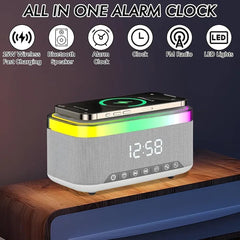 Ceas cu Alarma Digital 6in1 cu Incarcare Wireless 15W, Boxa Bluetooth, Lampa LED si Radio FM - imagine 8