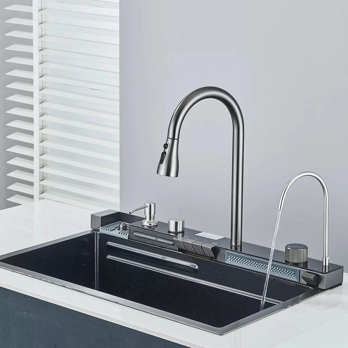 Chiuveta Multifunctionala cu 2 Cascade cu Accesorii Incluse, Afisaj Digital a Temperaturii si Robinet Cascada - imagine 11