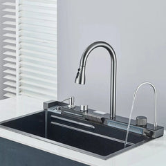 Chiuveta Multifunctionala cu 2 Cascade cu Accesorii Incluse, Afisaj Digital a Temperaturii si Robinet Cascada