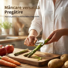 Curatator Legume 2 in 1 cu Deschizator de Sticle si Maner din Lemn, Otel Inoxidabil, Pentru Cartofi, Morcovi, Mere, Bostan - imagine 6