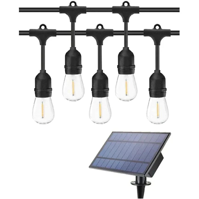 Ghirlanda Solara 5 m cu 10 Becuri LED Filament, 2W, 3000K, IP65, Lumina Calda