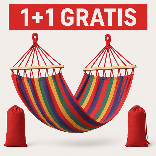 1+1 Gratis Hamac din Bumbac cu Distantiere Lemn