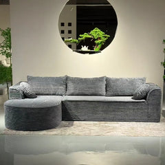 Canapea Premium Tip Colțar cu 3 Perne Mari și 2 Perne Mici, Formă de L, Fără Asamblare, 275x175x70 cm, Gri