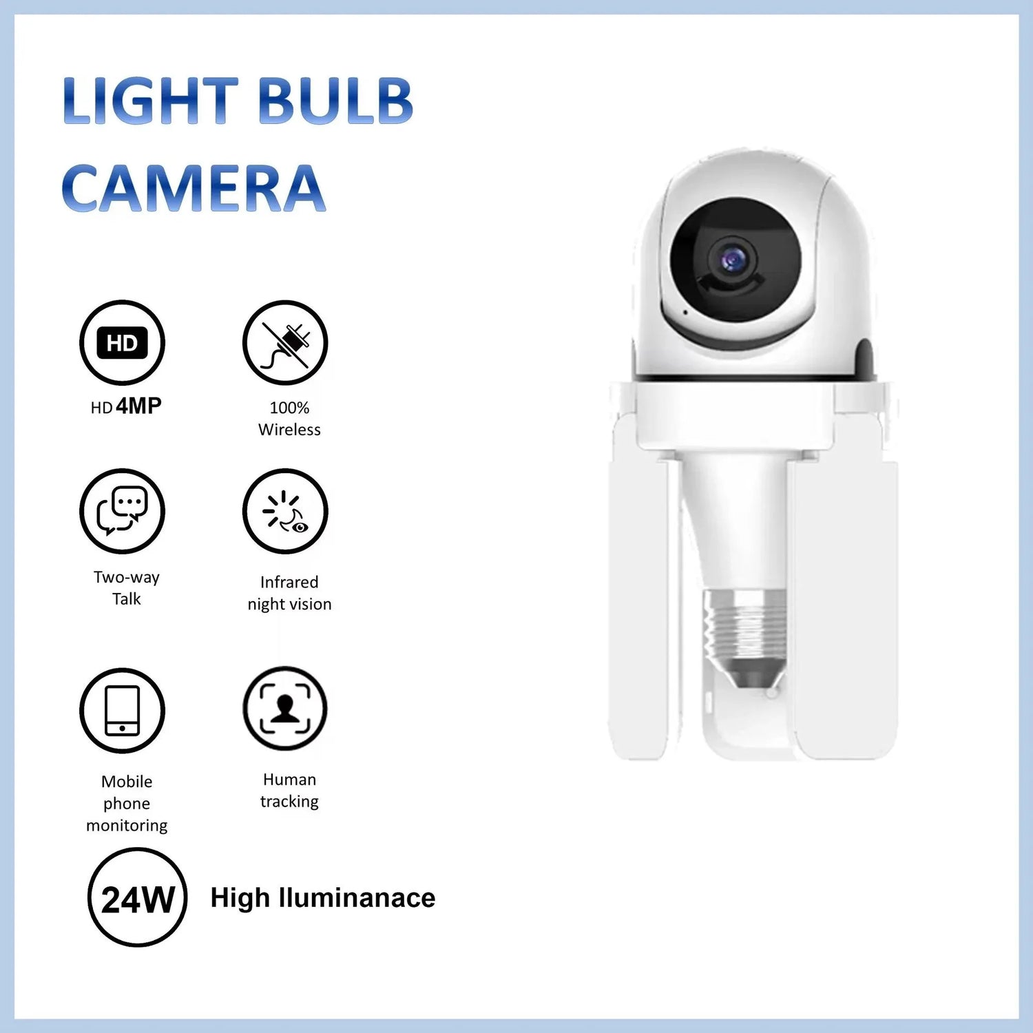 Cameră Tip Bec WiFi 3MP HD cu 3 Brațe LED, PTZ, Montare E27 - imagine 4