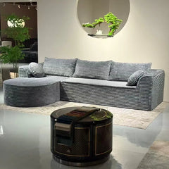 Canapea Premium Tip Colțar cu 3 Perne Mari și 2 Perne Mici, Formă de L, Fără Asamblare, 275x175x70 cm, Gri