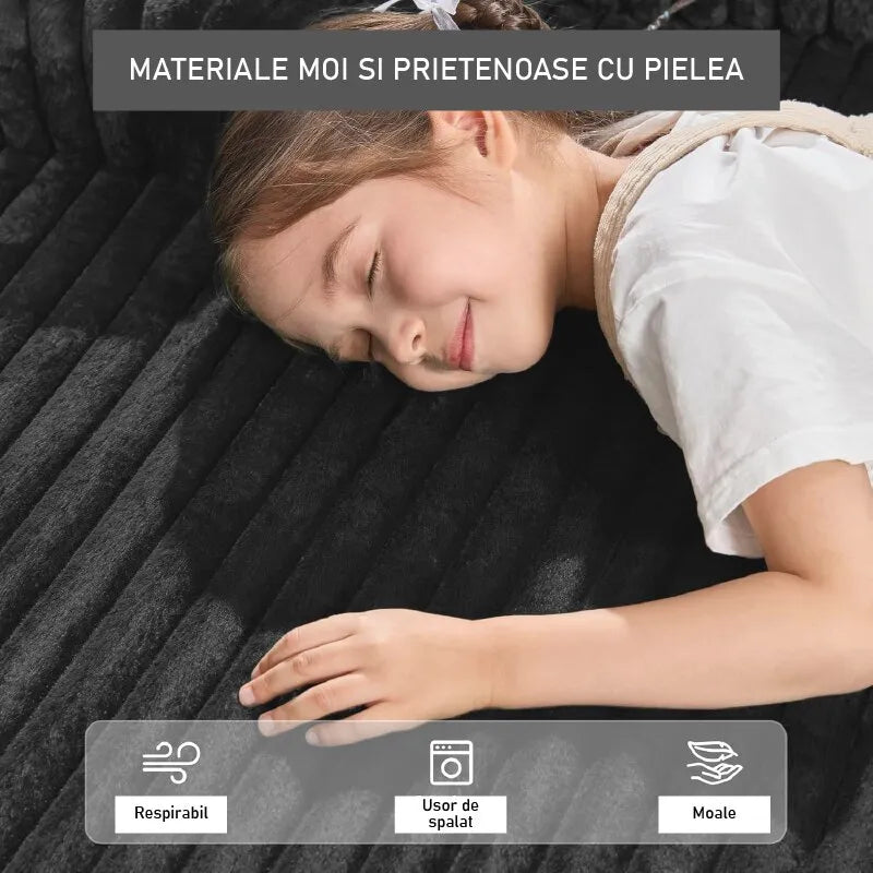 Canapea Premium Tip Colțar cu 3 Perne Mari și 2 Perne Mici, Formă de L, Fără Asamblare, 275x175x70 cm, Gri