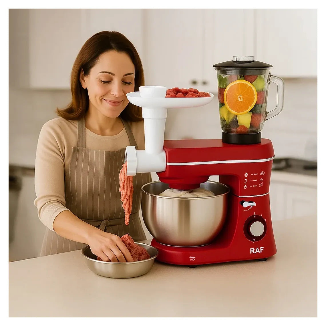 Mixer Planetar 4 în 1 cu Bol 6L, 1400W, Frământare, Mixare și Tel pentru Ouă, 6 Viteze - imagine 2
