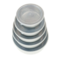 Set 5 Cutii Alimentare din Oțel Inoxidabil cu Capace Transparente, Diametre 10-18 cm