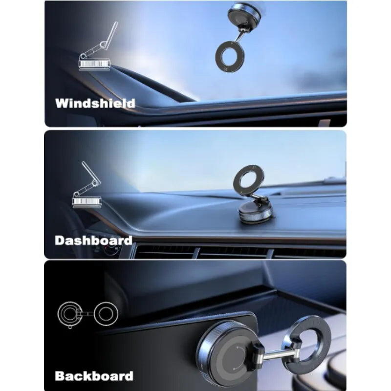 Suport Auto Magnetic pentru Telefon, Rotire 360°, Compatibil MagSafe și Android, Montare pe Bord