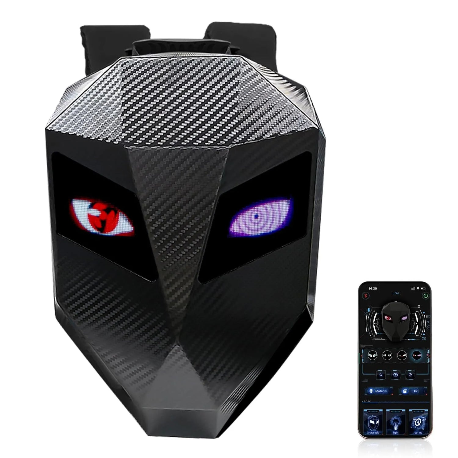 Rucsac cu Ecran LED Full Color Impermeabil și Capacitate Mare Carbon - imagine 4