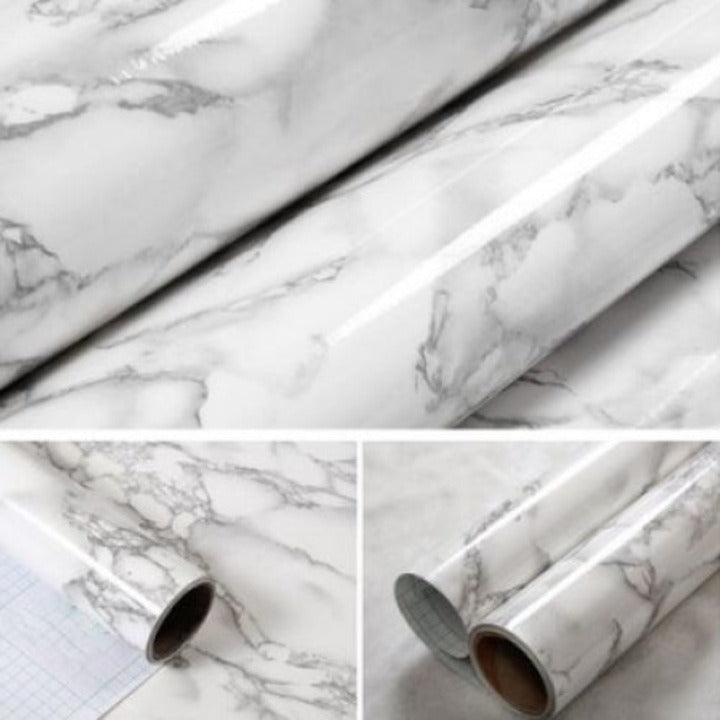 Autocolant marmura autoadeziv gri deschis pentru decor modern - imagine 8