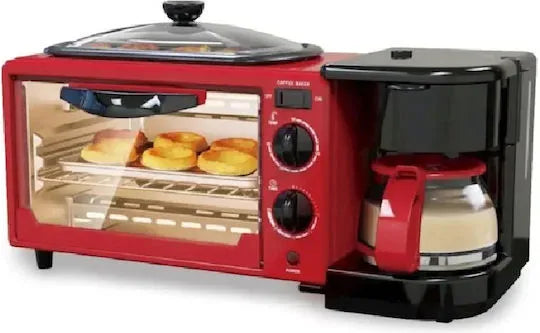 Stație Multifuncțională pentru Mic Dejun 3 în 1, Cuptor Electric, Cafetieră și Tigaie, 1400W - imagine 7
