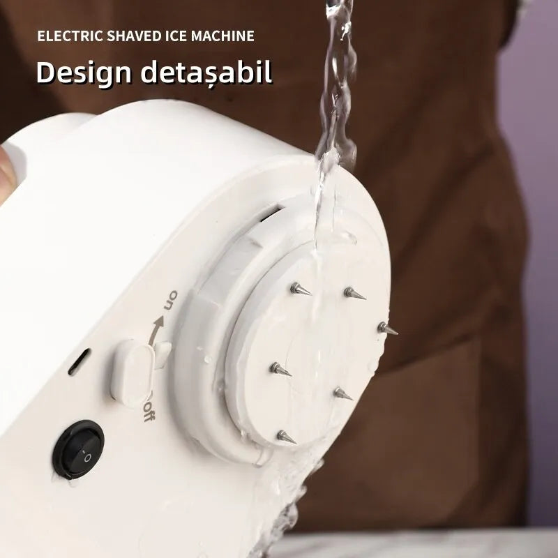 Concasor electric de gheață 20W cu încărcare USB și lame inox, alb - imagine 6