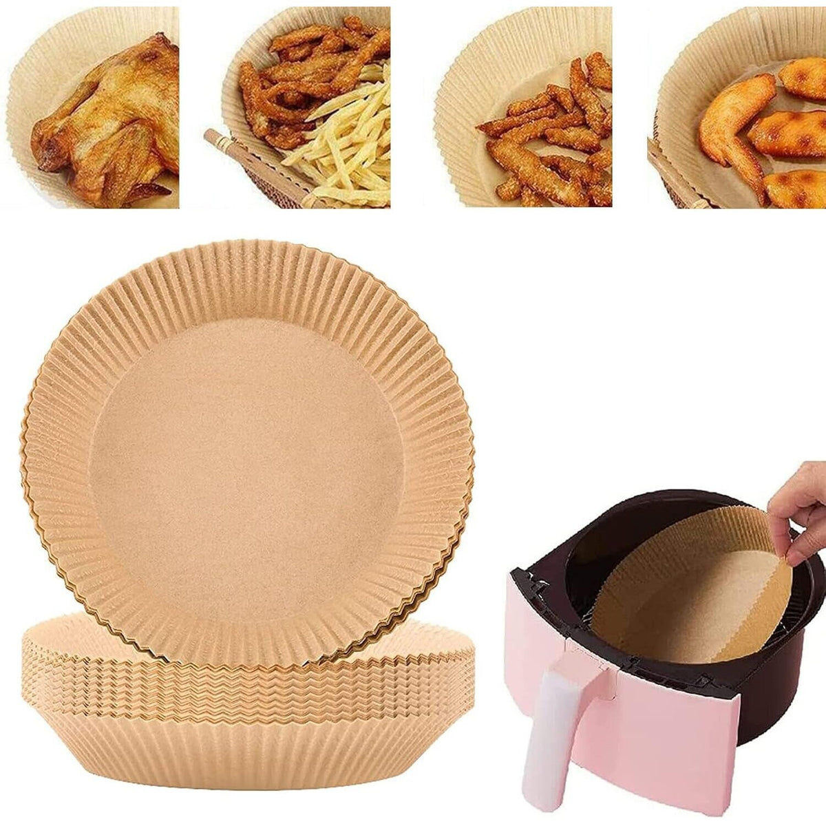 Set Folii pentru Air Fryer – Hârtie de Copt Antiaderentă - imagine 3