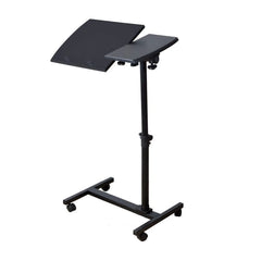 Masă Metalică pentru Laptop cu Roți, Reglabilă pe Înălțime și Unghi, Neagră