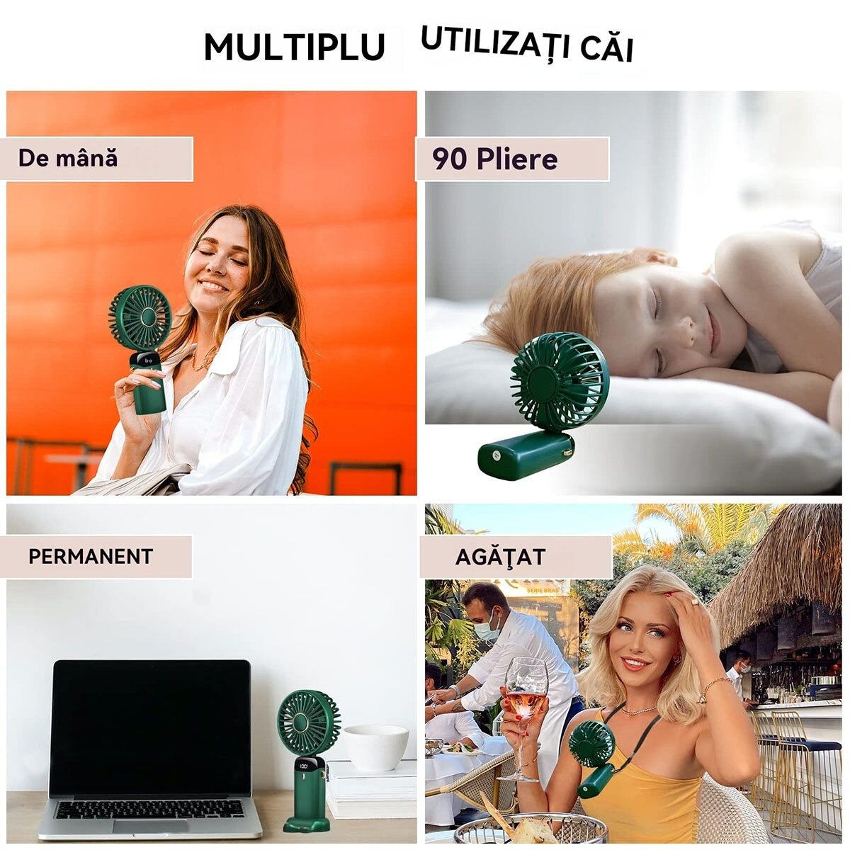 Ventilator portabil 3in1 cu 5 viteze si afisaj LED pentru racorire eficienta - imagine 8