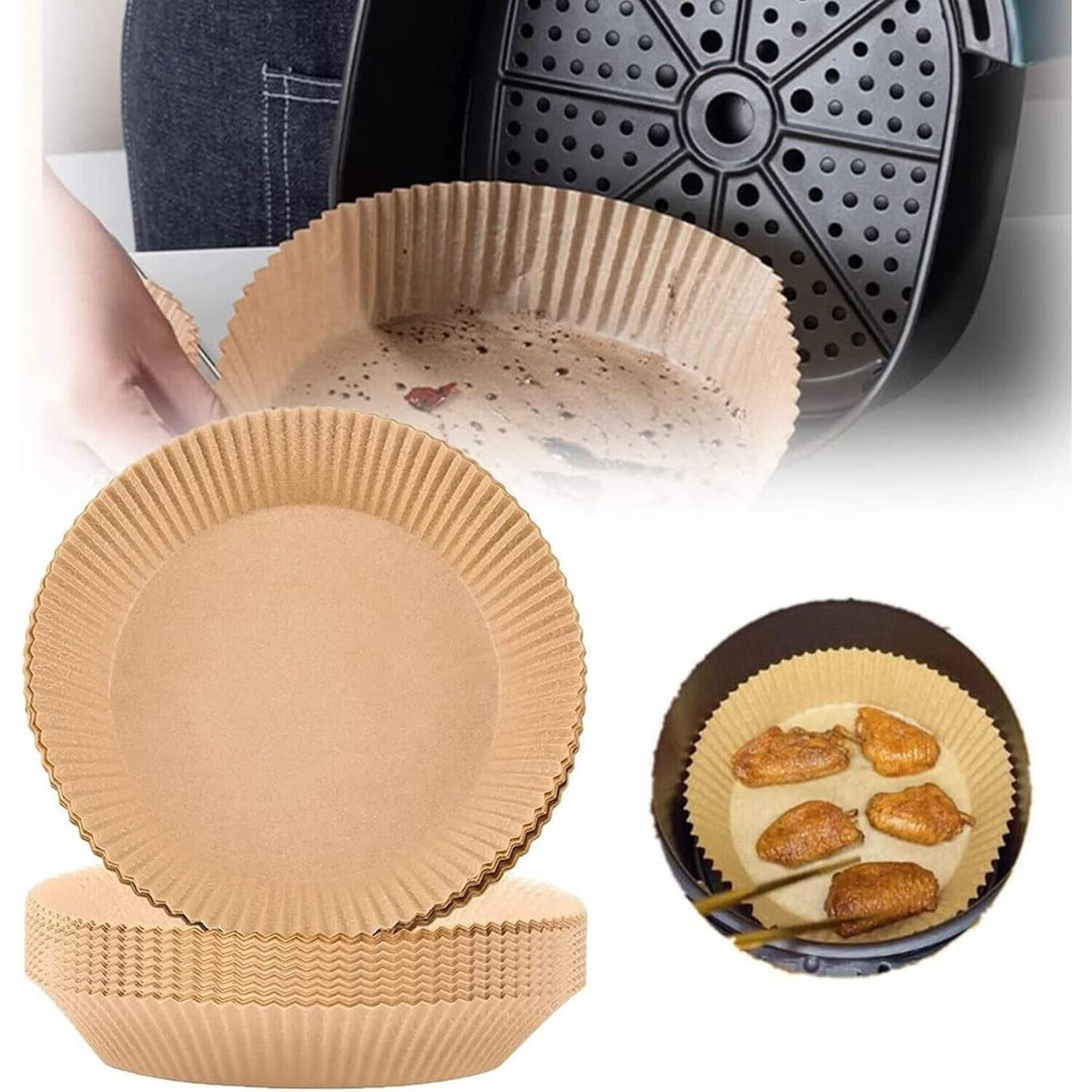 Set Folii pentru Air Fryer – Hârtie de Copt Antiaderentă