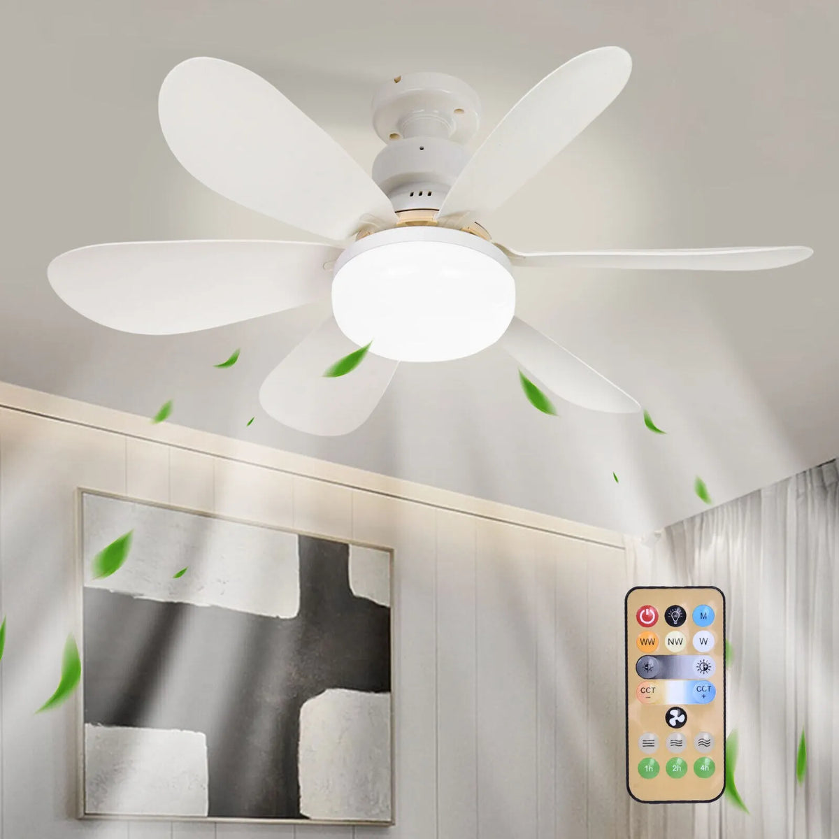 Ventilator Plafon LED 40W cu Telecomandă – 3 Viteze, Iluminare Reglabilă, Soclu E27 - imagine 10