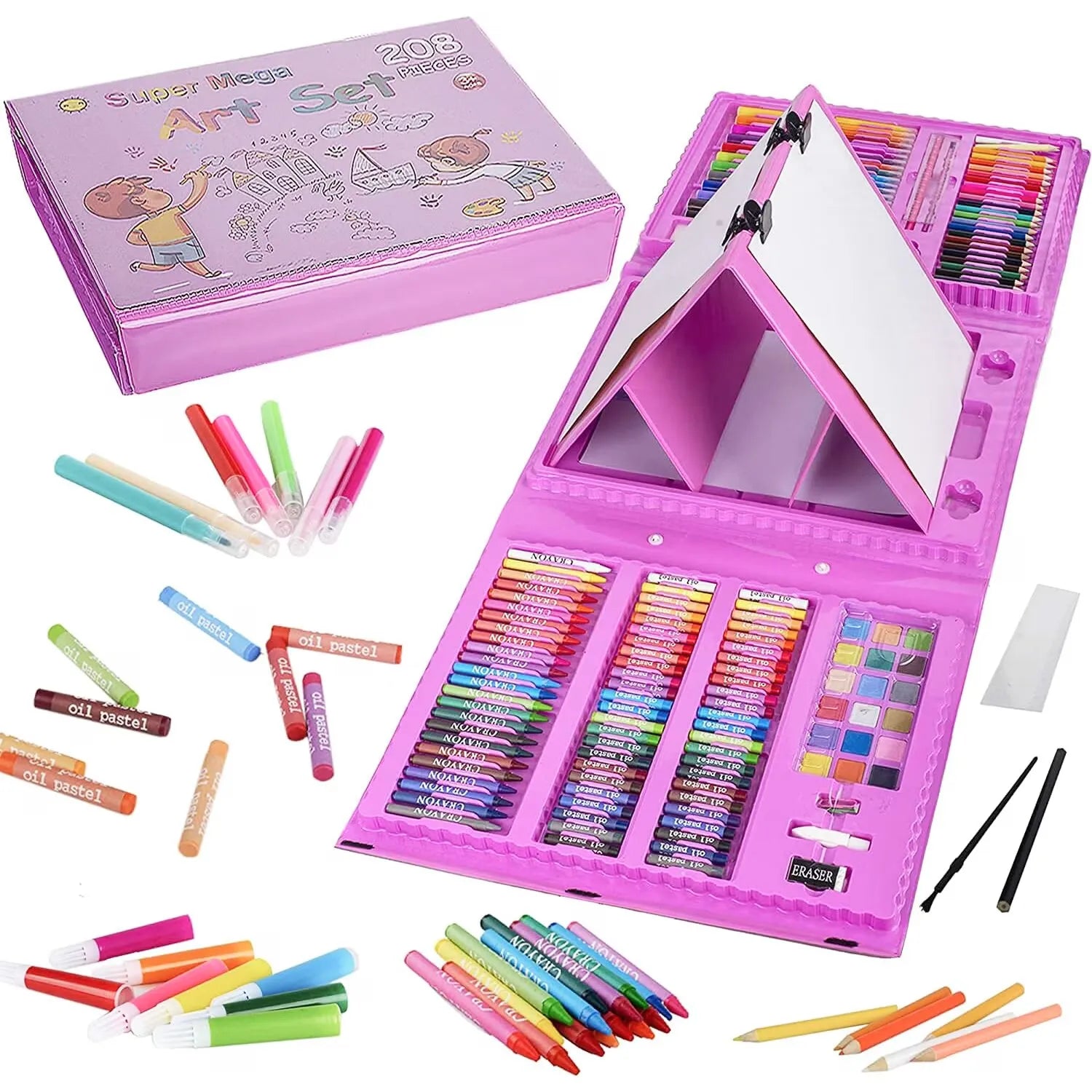 Set pictura si desen pentru copii, 208 piese, trusa completa pentru creativitate