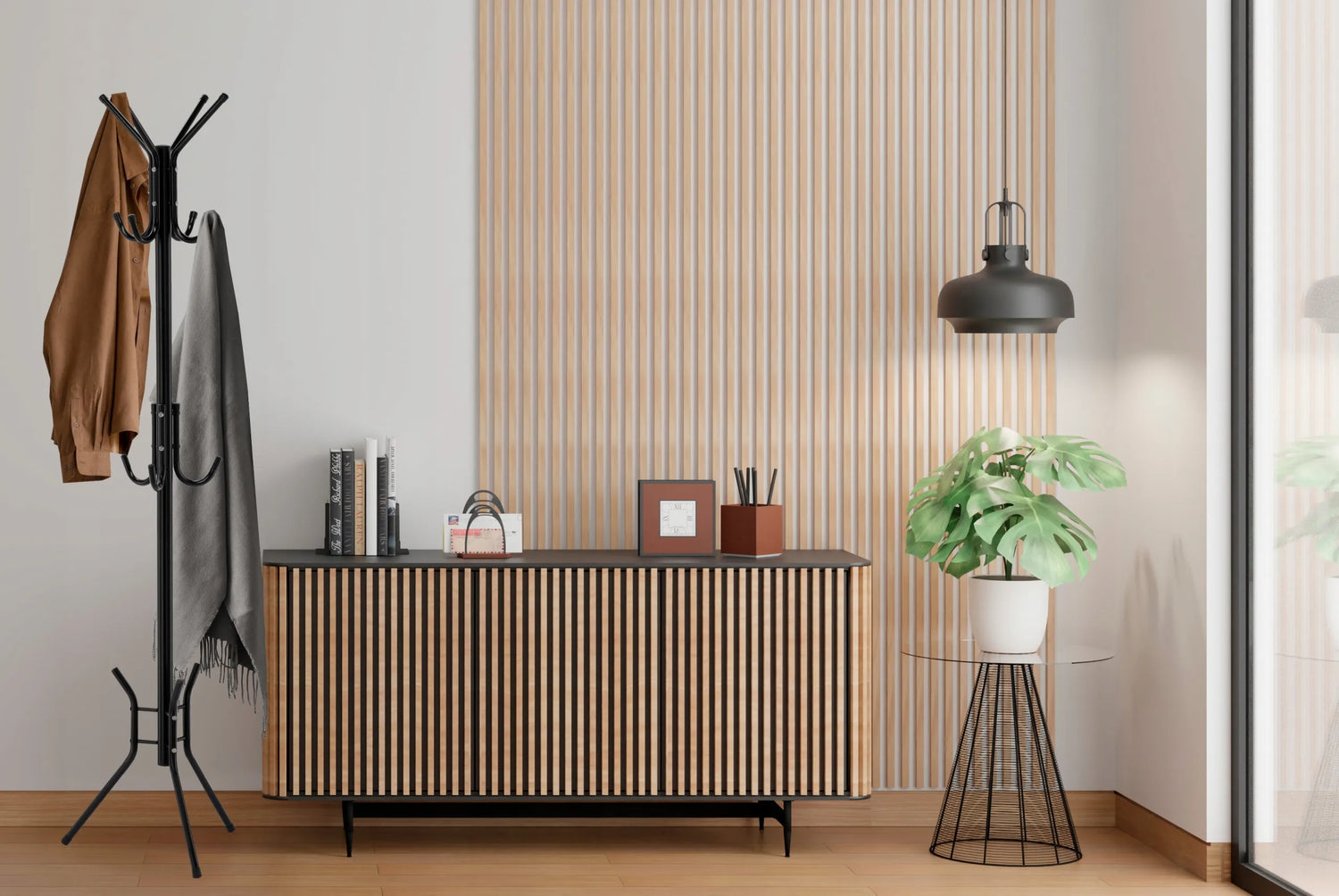 Cuier metalic tip pom, 12 cârlige, 42x165 cm, negru - imagine 6