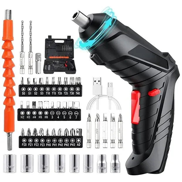 Set Șurubelniță Electrică cu Acumulator 600mAh, 3Nm, 27 Accesorii