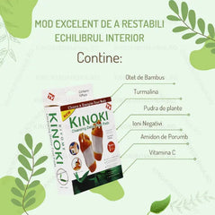 Set 100 Plasturi Detoxifianți Kinoki pentru Tălpi cu Turmalină, Vitamina C și E
