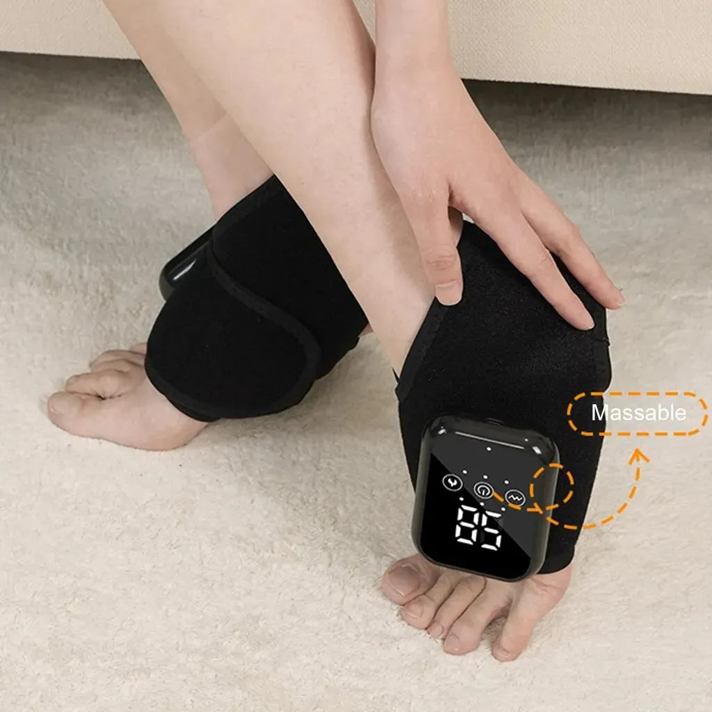 Masajer pentru Glezne 3 in 1 cu Bandaj Incalzit, 3 Moduri Vibratie, 3 Niveluri Incalzire, Set 2 Bucati