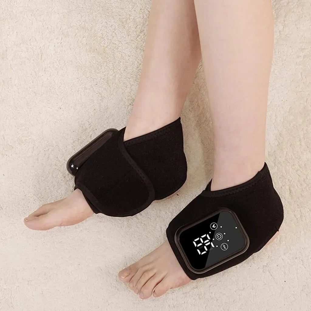 Masajer pentru Glezne 3 in 1 cu Bandaj Incalzit, 3 Moduri Vibratie, 3 Niveluri Incalzire, Set 2 Bucati