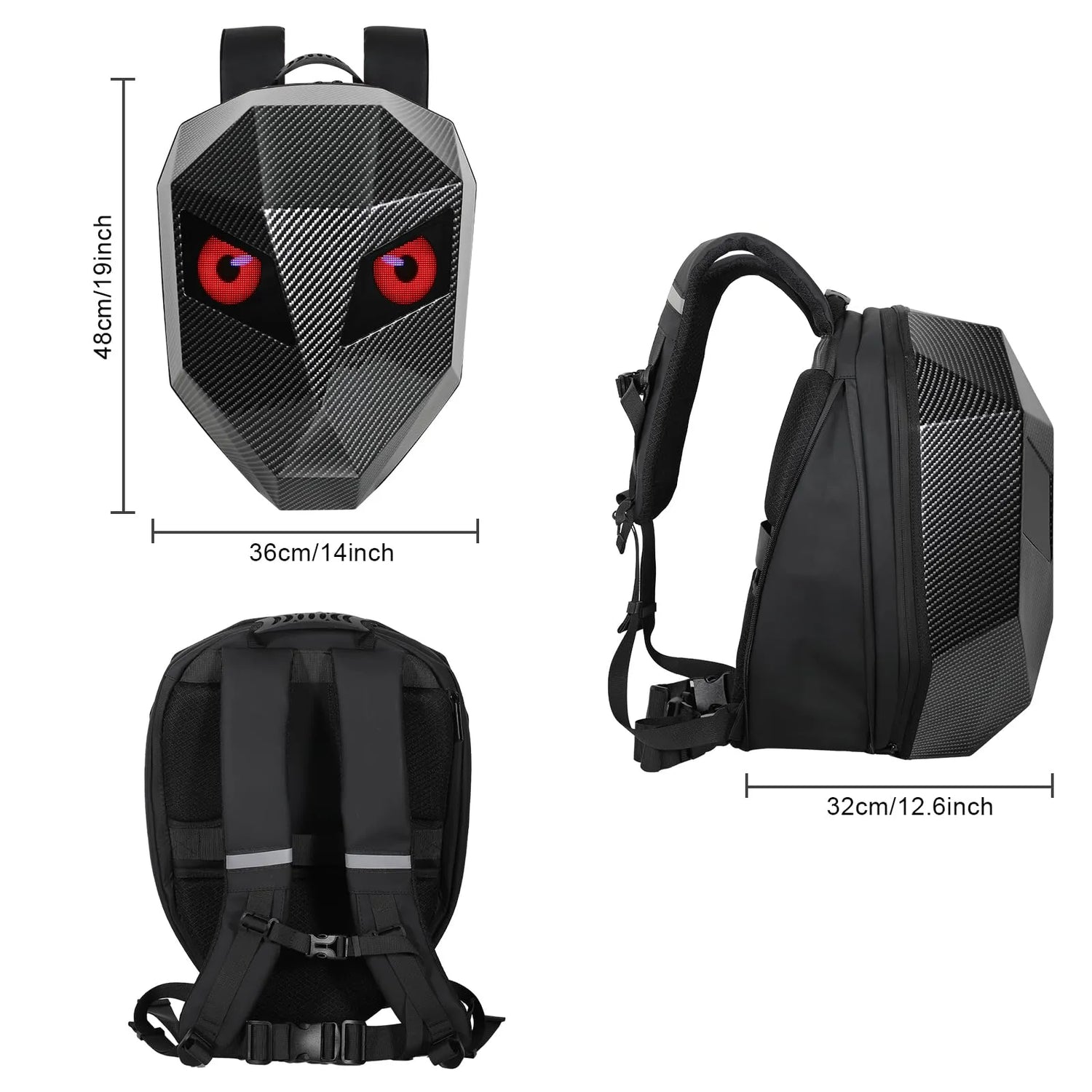 Rucsac cu Ecran LED Full Color Impermeabil și Capacitate Mare Carbon - imagine 5