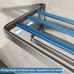 Suport pentru Prosoape de Baie Pliabil cu Cârlige, Montare pe Perete