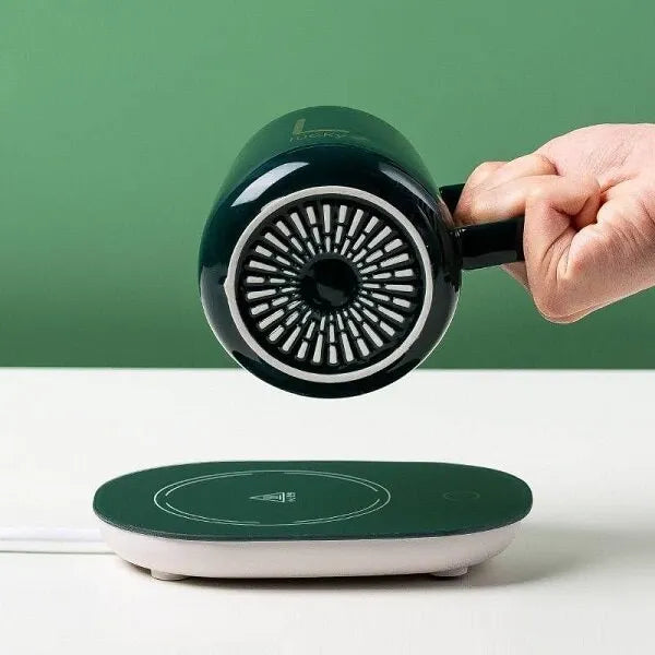 Cană Ceramică Inteligentă pentru Încălzire Automată a Băuturilor – 55°C, cu Suport USB, Capac și Linguriță, 350 ml - imagine 4