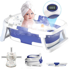 Cădiță Pliabilă pentru Bebeluși cu Termometru Digital și Design Ergonomic